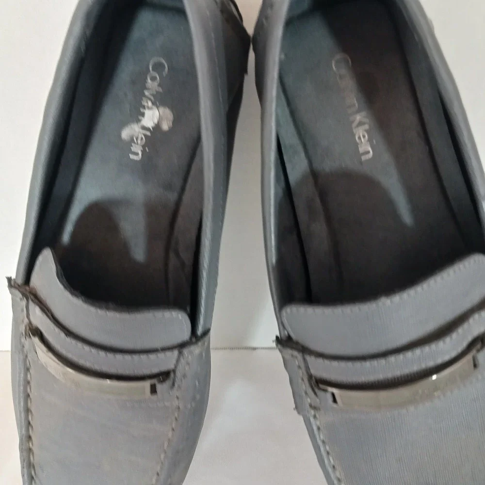 Calvin Klein Merve Gray Slip-On Loafer Synthetic Upper Logo Men's 10.5 M